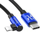 Cablu pentru incarcare si transfer de date Baseus MVP Elbow, USB Type-C/Lightning, Quick Charge 18W, 1m, Albastru