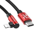 Cablu pentru incarcare si transfer de date Baseus MVP Elbow, USB Type-C/Lightning, Quick Charge 18W, 1m, Rosu 4 - lerato.ro
