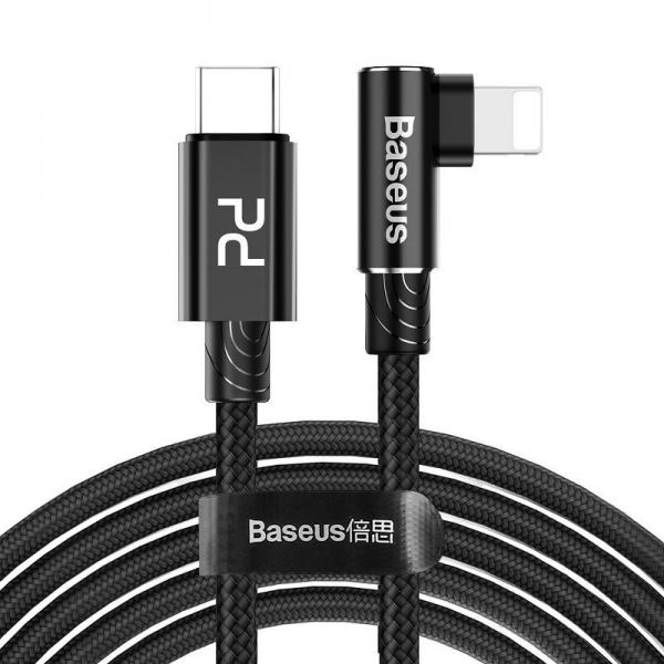 Cablu pentru incarcare si transfer de date Baseus MVP Elbow, USB Type-C/Lightning, Quick Charge 18W, 2m, Negru
