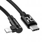 Cablu pentru incarcare si transfer de date Baseus MVP Elbow, USB Type-C/Lightning, Quick Charge 18W, 2m, Negru