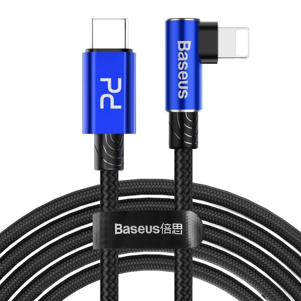 Cablu pentru incarcare si transfer de date Baseus MVP Elbow, USB Type-C/Lightning, Quick Charge 18W, 2m, Albastru 1 - lerato.ro