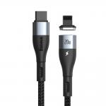 Cablu pentru incarcare si transfer de date Baseus Magnetic Zinc, USB Type-C/Lightning, PD 20W, LED, 1m, Negru