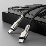 Cablu pentru incarcare si transfer de date Baseus Cafule Metal, USB Type-C/Lightning, Power Delivery 20W, 1m, Negru 10 - lerato.ro