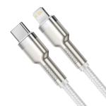 Cablu pentru incarcare si transfer de date Baseus Cafule Metal, USB Type-C/Lightning, Power Delivery 20W, 2m, Alb 4 - lerato.ro
