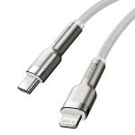 Cablu pentru incarcare si transfer de date Baseus Cafule Metal, USB Type-C/Lightning, Power Delivery 20W, 2m, Alb 5 - lerato.ro