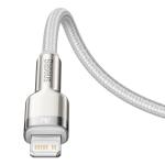 Cablu pentru incarcare si transfer de date Baseus Cafule Metal, USB Type-C/Lightning, Power Delivery 20W, 2m, Alb