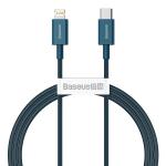 Cablu pentru incarcare si transfer de date Baseus Superior, USB Type-C/Lightning, Power Delivery 20W, 2.4A, 1m, Albastru 2 - lerato.ro