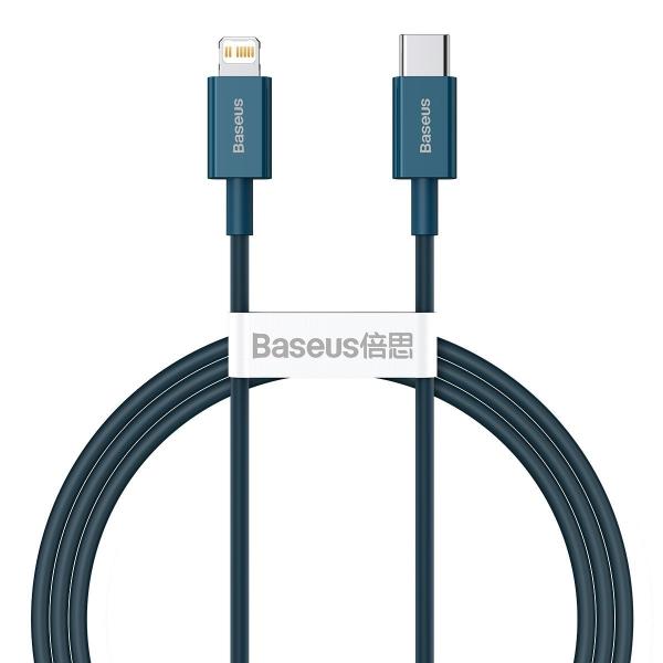 Cablu pentru incarcare si transfer de date Baseus Superior, USB Type-C/Lightning, Power Delivery 20W, 2.4A, 1m, Albastru 1 - lerato.ro