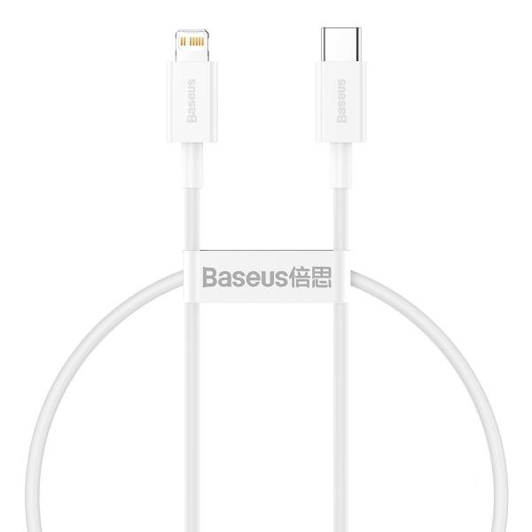 Cablu pentru incarcare si transfer de date Baseus Superior, USB Type-C/Lightning, Power Delivery 20W, 2.4A, 25cm, Alb