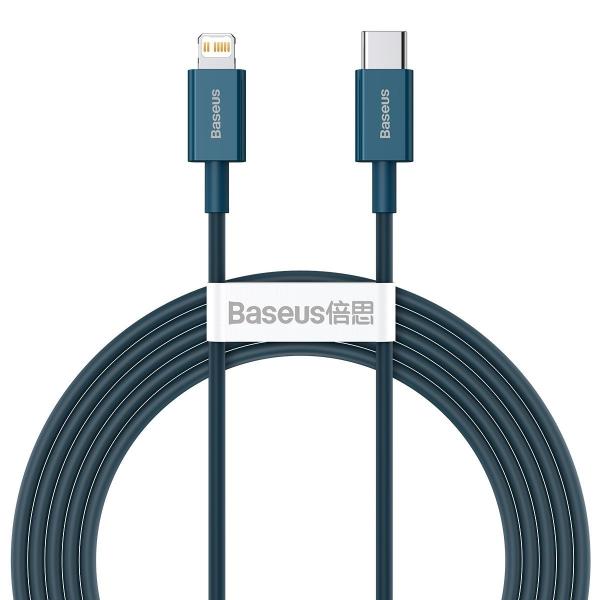 Cablu pentru incarcare si transfer de date Baseus Superior, USB Type-C/Lightning, Power Delivery 20W, 2.4A, 2m, Albastru