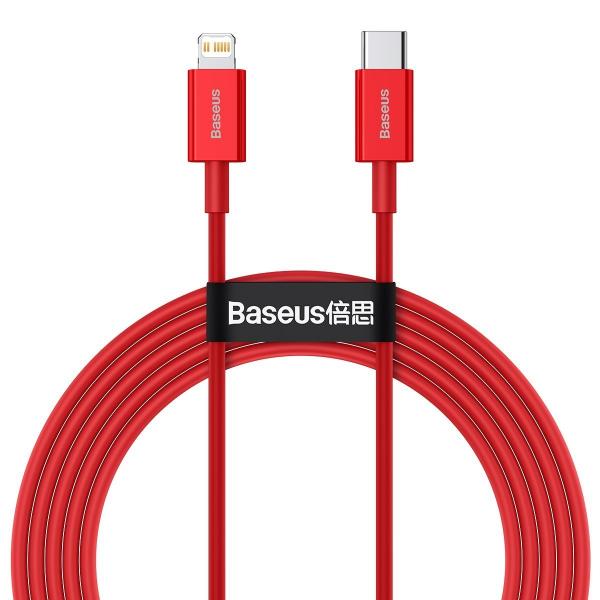 Cablu pentru incarcare si transfer de date Baseus Superior, USB Type-C/Lightning, Power Delivery 20W, 2.4A, 2m, Rosu 1 - lerato.ro
