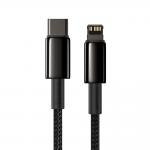 Cablu pentru incarcare si transfer de date Baseus Tungsten Gold, USB Type-C/Lightning, Power Delivery 20W, 1m, Negru