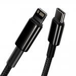 Cablu pentru incarcare si transfer de date Baseus Tungsten Gold, USB Type-C/Lightning, Power Delivery 20W, 1m, Negru