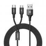 Cablu pentru incarcare si transfer de date Baseus Rapid 2 in 1, USB - Micro-USB/USB Type-C, 3A, 1.2m, Negru 2 - lerato.ro