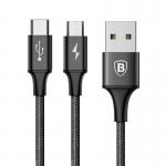 Cablu pentru incarcare si transfer de date Baseus Rapid 2 in 1, USB - Micro-USB/USB Type-C, 3A, 1.2m, Negru 8 - lerato.ro