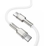 Cablu pentru incarcare si transfer de date Baseus Cafule Metal, 2xUSB Type-C, 100W, 5A, 1m, Alb