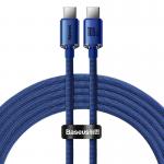 Cablu pentru incarcare si transfer de date Baseus Crystal Shine, 2x USB Type-C, PD 100W, 3A, 1.2m, Albastru 2 - lerato.ro