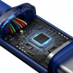 Cablu pentru incarcare si transfer de date Baseus Crystal Shine, 2x USB Type-C, PD 100W, 3A, 1.2m, Albastru