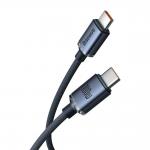 Cablu pentru incarcare si transfer de date Baseus Crystal Shine, 2x USB Type-C, PD 100W, 3A, 1.2m, Negru