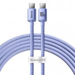 Cablu pentru incarcare si transfer de date Baseus Crystal Shine, 2x USB Type-C, PD 100W, 3A, 1.2m, Mov 2 - lerato.ro