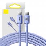 Cablu pentru incarcare si transfer de date Baseus Crystal Shine, 2x USB Type-C, PD 100W, 3A, 1.2m, Mov 9 - lerato.ro
