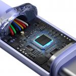 Cablu pentru incarcare si transfer de date Baseus Crystal Shine, 2x USB Type-C, PD 100W, 3A, 1.2m, Mov 7 - lerato.ro
