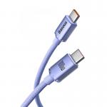 Cablu pentru incarcare si transfer de date Baseus Crystal Shine, 2x USB Type-C, PD 100W, 3A, 2m, Mov 6 - lerato.ro