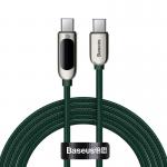 Cablu pentru incarcare si transfer de date Baseus Display, 2x USB Type-C, 100W, 5A, 2m, Verde 2 - lerato.ro