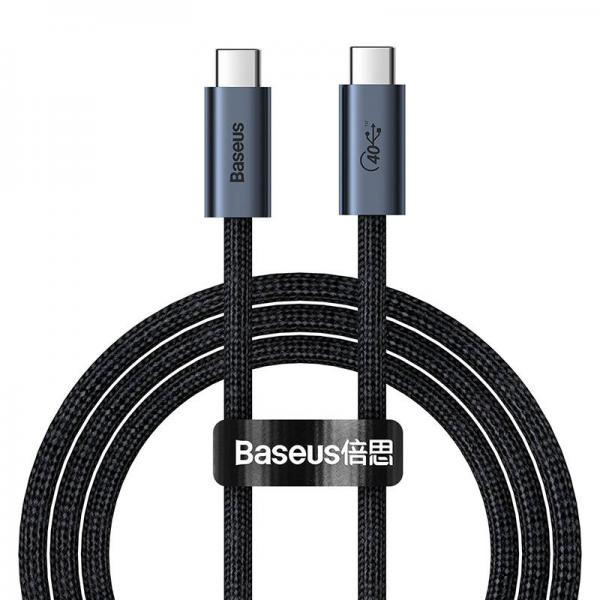 Cablu pentru incarcare si transfer de date Baseus Flash Series, 2x USB Type-C, 100W, 8K, 60Hz, 40Gbps, 1m, Negru