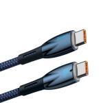 Cablu pentru incarcare si transfer de date Baseus Glimmer, 2x USB Type-C, Fast Charge, PD 100W, 1m, Albastru 4 - lerato.ro