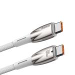 Cablu pentru incarcare si transfer de date Baseus Glimmer, 2x USB Type-C, Fast Charge, PD 100W, 1m, Alb