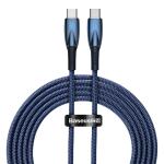 Cablu pentru incarcare si transfer de date Baseus Glimmer, 2x USB Type-C, Fast Charge, PD 100W, 2m, Albastru 2 - lerato.ro