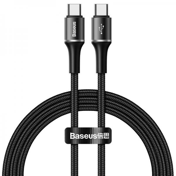 Cablu pentru incarcare si transfer de date Baseus Halo, 2x USB Type-C, LED, Quick Charge 3.0, 3A, 60W, 1m, Negru 1 - lerato.ro