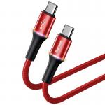 Cablu pentru incarcare si transfer de date Baseus Halo, 2x USB Type-C, LED, Quick Charge 3.0, 3A, 60W, 2m, Rosu