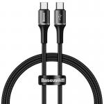 Cablu pentru incarcare si transfer de date Baseus Halo, 2x USB Type-C, LED, Quick Charge 3.0, 3A, 60W, 50cm, Negru 2 - lerato.ro