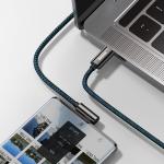 Cablu pentru incarcare si transfer de date Baseus Legend Elbow, 2x USB Type-C, 100W, 1m, Albastru