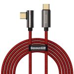 Cablu pentru incarcare si transfer de date Baseus Legend Elbow, 2x USB Type-C, 100W, 2m, Rosu 2 - lerato.ro
