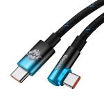Cablu pentru incarcare si transfer de date Baseus MVP Elbow, 2x USB Type-C, Quick Charge 100W, 5A, 1m, Albastru