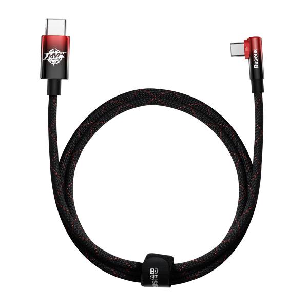 Cablu pentru incarcare si transfer de date Baseus MVP Elbow, 2x USB Type-C, Quick Charge 100W, 5A, 1m, Rosu 1 - lerato.ro