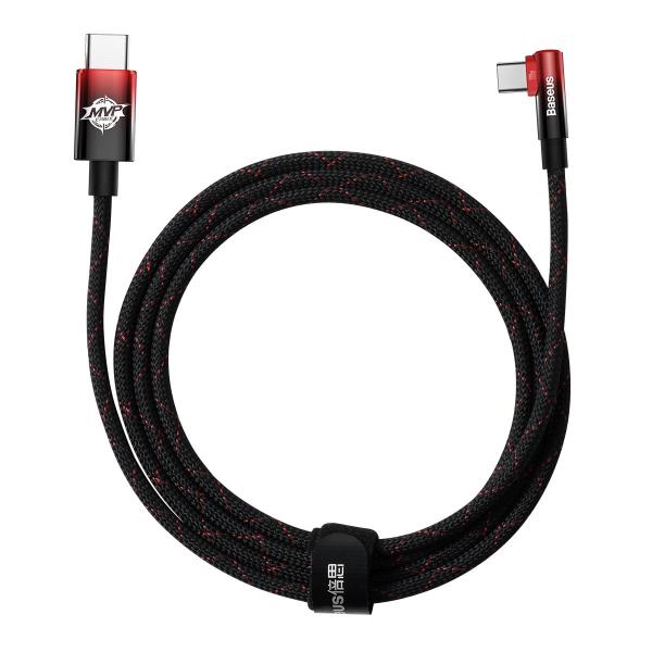 Cablu pentru incarcare si transfer de date Baseus MVP Elbow, 2x USB Type-C, Quick Charge 100W, 5A, 2m, Rosu