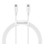 Cablu pentru incarcare si transfer de date Baseus Superior, 2x USB Type-C, 100W, 1m, Alb 2 - lerato.ro