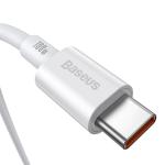 Cablu pentru incarcare si transfer de date Baseus Superior, 2x USB Type-C, 100W, 1m, Alb