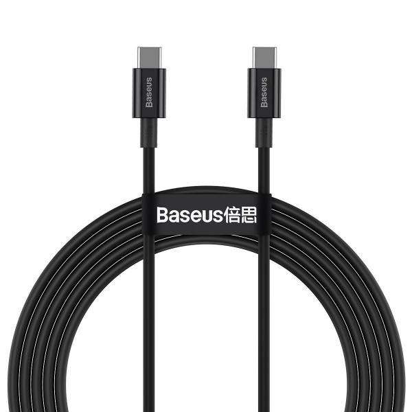 Cablu pentru incarcare si transfer de date Baseus Superior, 2x USB Type-C, 100W, 2m, Negru