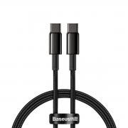 Cablu pentru incarcare si transfer de date Baseus Tungsten Gold, 2xUSB Type-C, Power Delivery 20W, 2m, Negru