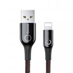 Cablu pentru incarcare si transfer de date Baseus C-shaped, USB/Lightning, LED, 2.4A, 1m, Negru 2 - lerato.ro