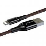 Cablu pentru incarcare si transfer de date Baseus C-shaped, USB/Lightning, LED, 2.4A, 1m, Negru