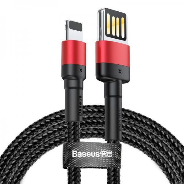 Cablu pentru incarcare si transfer de date Baseus Cafule Double-sided, USB/Lightning, 1.5A, 2m, Negru/Rosu 1 - lerato.ro