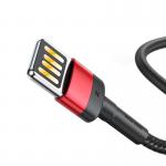 Cablu pentru incarcare si transfer de date Baseus Cafule Double-sided, USB/Lightning, 1.5A, 2m, Negru/Rosu