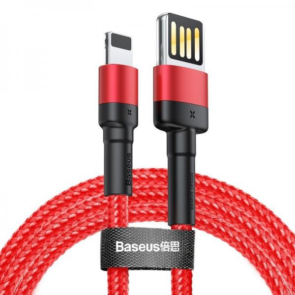 Cablu pentru incarcare si transfer de date Baseus Cafule Double-sided, USB/Lightning, 1.5A, 2m, Rosu