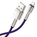 Cablu pentru incarcare si transfer de date Baseus Cafule Metal, USB/Lightning, 18W, 2.4A, 1m, Mov 4 - lerato.ro
